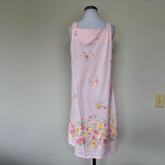Pink Floral Nightgown Pullover SECRET TREASURES Lace Trimmed Sleeveless - Picture 7 of 10